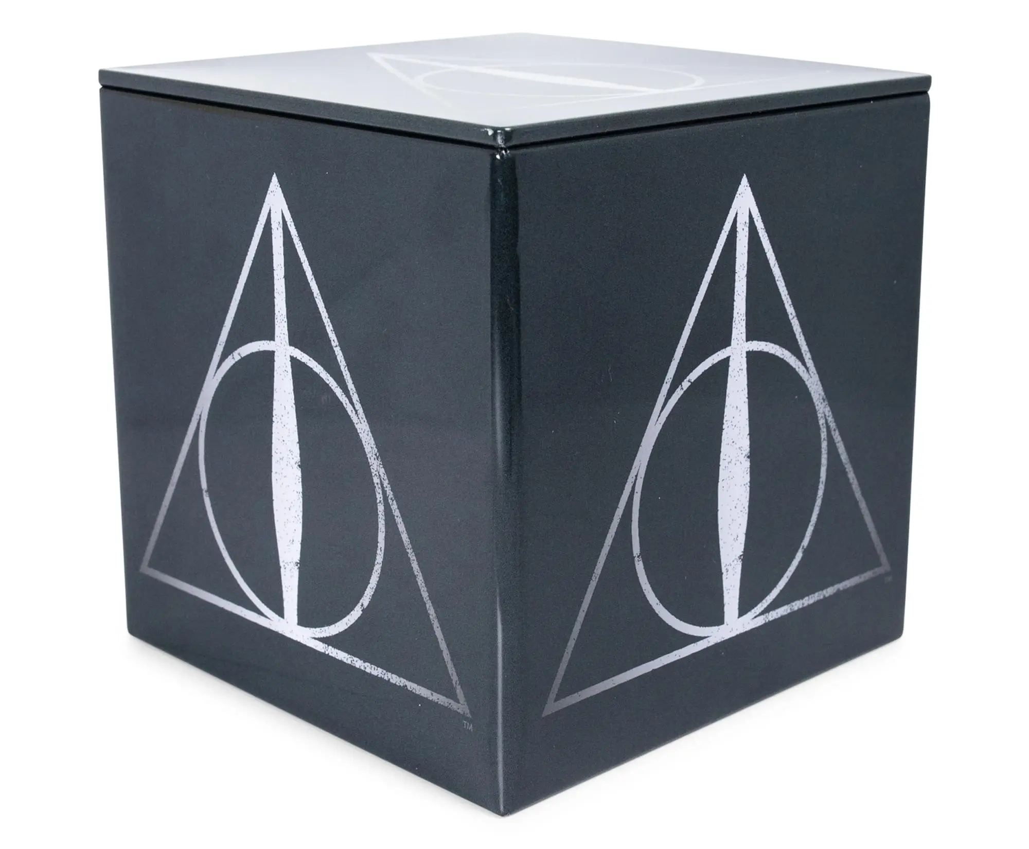 Harry Potter Deathly Hallows Tin Storage Box Cube Organizer with Lid | 4 Inches, Decor, Container