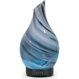Oil Diffuser Aromatherapy Diffuser - Art Oil Diffuser with Auto Shut-Off Protection 4 Timer Setting 7 Colors Changed LED Night Light for Home Office Gift (Grey Wave)
