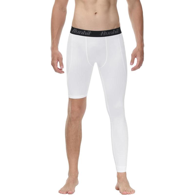 Men's Basketball One Leg Compression Tights Full Length Single Leg Compression Pants Sports Base Layer Underwear