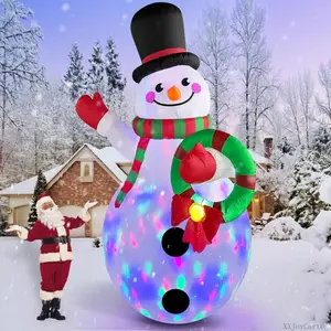 5 FT Giant Christmas Inflatables Snowman Outdoor Decorations Built-in Rotating LED Lights, Huge Blow Up Snow Man with Magic Hat IP44 Waterproof Xmas Decor for Yard Outside Lawn HolidayXXJoyCart6
