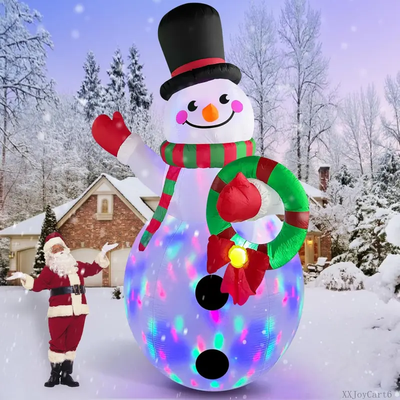 5 FT Giant Christmas Inflatables Snowman Outdoor Decorations Built-in Rotating LED Lights, Huge Blow Up Snow Man with Magic Hat IP44 Waterproof Xmas Decor for Yard Outside Lawn HolidayXXJoyCart6