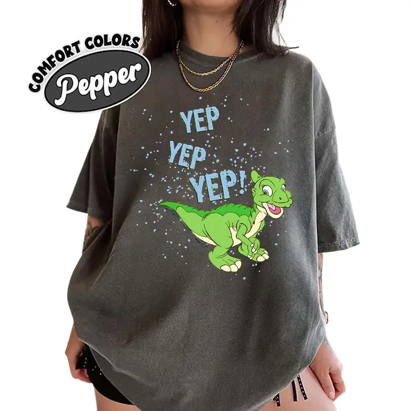 The Yep Yep Yep! Land Before Time Pastel Dinosaur Friends Comfort Color Shirt, Cotton Unisex Shirt, Crew Neck, Menswear Top, Womenswear Top Underwear Streetwear