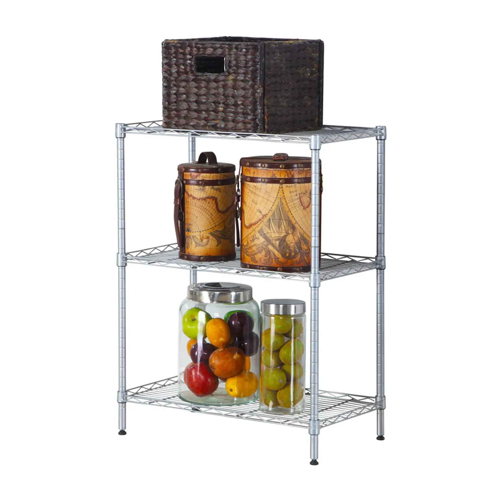 Concise 3 Layers Carbon Steel & PP Storage Rack Silver(High end and high-quality),Adjustable, Sturdy, Easy Assembly,for Standing Storage Shelf Units for Laundry Bathroom Kitchen Pantry Closet Organiser Installation Tool
