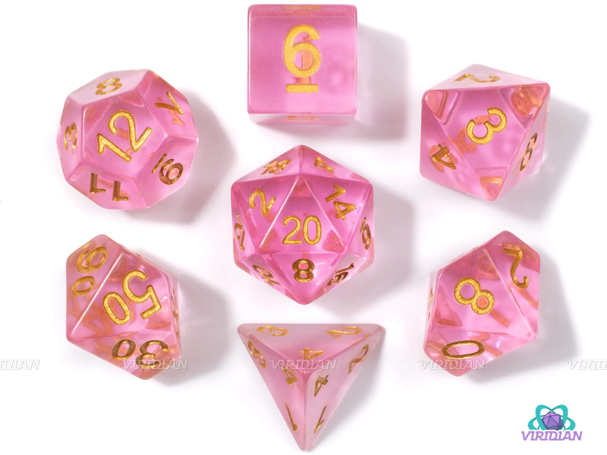 Princess | Pink Translucent Sharp Edge Acrylic Dice Set (7)