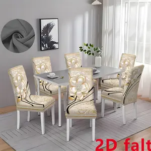Elegant Floral Print Elastic Chair Cover, Detachable Seat Protector, Dining Chair Cover, Washable Chair Slipcover, Universal Fit for Restaurant Hotel Garden Chairs