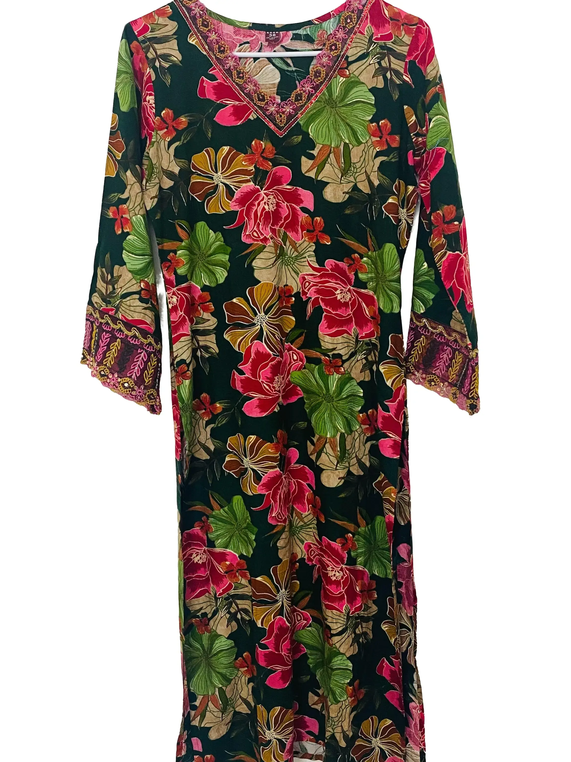 Women's Elegant Bottle Green Jaipuri Cotton Kurta - Half Sleeves, Feminine Style, Breathable Fabric for Casual Lady Wear