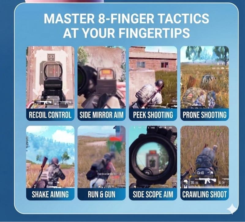 Mobile Gaming Triggers, 4-Finger Integrated Controller with Mechanical Tactile Clicking, Auto High-Sensitivity Capacitive Mapping Gaming Grip for iPhone & Android PUBG/Call of Duty/Valorant Mobile Gaming Triggers, 4-Finger Integrated Controller with Mechanical Tactile Clicking, Auto High-Sensitivity Capacitive Mapping Gaming Grip for iPhone & Android PUBG/Call of Duty/Valorant