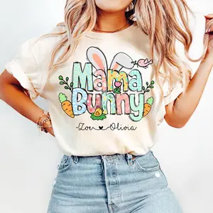 Mama Bunny Shirt, Custom Easter Mama T-Shirt, Personalized Easter Mom Shirt, Easter Gift For Mom