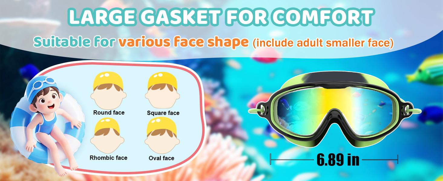 Aegend 2-Pack Kids Swim Goggles, Bungee Strap, No Leaking, Anti-Fog, Quick Adjust, Youth Fit for Ages 6-14, Summer Use