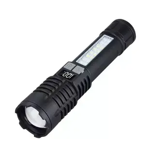 Rechargeable LED Flashlight with Emergency and Blue Alarm Lights, Waterproof Design, Ideal for Camping and Hiking, Broad Usage