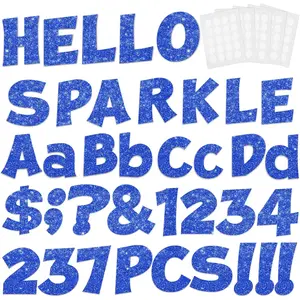 237 Pcs 4inch Glitter Bulletin Board Letters Numbers Punctuation Alphabet Cut Out Cardboard Letters for Classroom Display Decorating Supplies Blue
