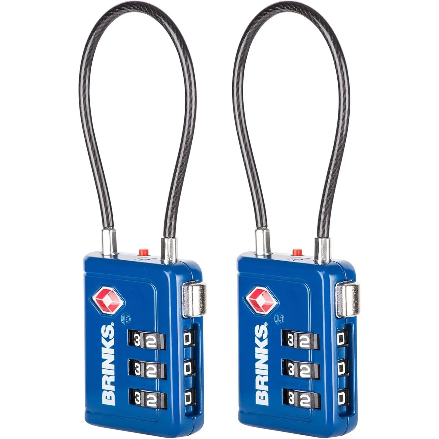 2-Pack TSA Approved Combination Padlocks, Zinc Alloy Anti-Theft Keyless Resettable Dial Locks with 2.5" Cable Shackle, Multi-Zipper Compatible TSA008 Key for Luggage, Backpacks, Security Industry Leader (Peace of Mind Travel Lock)