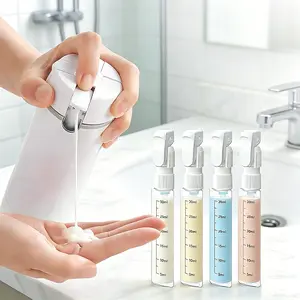 4-In-1 Travel Dispenser Bottle，Compact Lightweight Plastic Container For Daily Travel Toiletries，Portable Storage Vessel For Shampoo，Body Lotion And Washing Liquid，Easy Press Structure With Smooth And Stable Liquid Flow