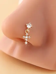 Women's Geometric Stainless Steel Nose Ring Jewelry, Daily Wear & Gift Suitable, Cute Design, All Season Accessory, Nose Piercing Jewelry