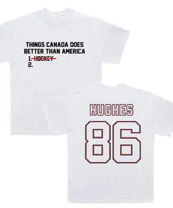Hughes 86 Things Canada Does Better Than America Shirt, Keller 5 Funny Canadian Pride Tee