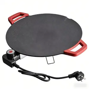 Electric BBQ Grill Indoor, 14.96" Large Non-Stick Korean BBQ Griddle with Adjustable Temperature, Portable Smokeless Barbecue Pan for Home Outdoor Camping, Family Party Cooking Tool