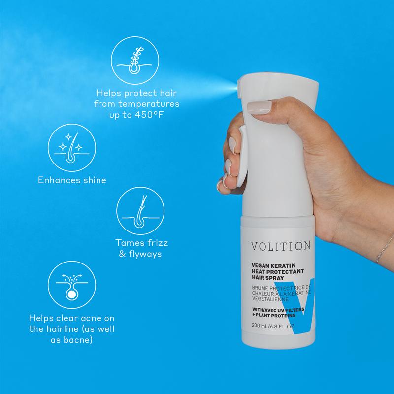Vegan Keratin Heat Protectant Hair Spray with UV Filters + Plant Proteins