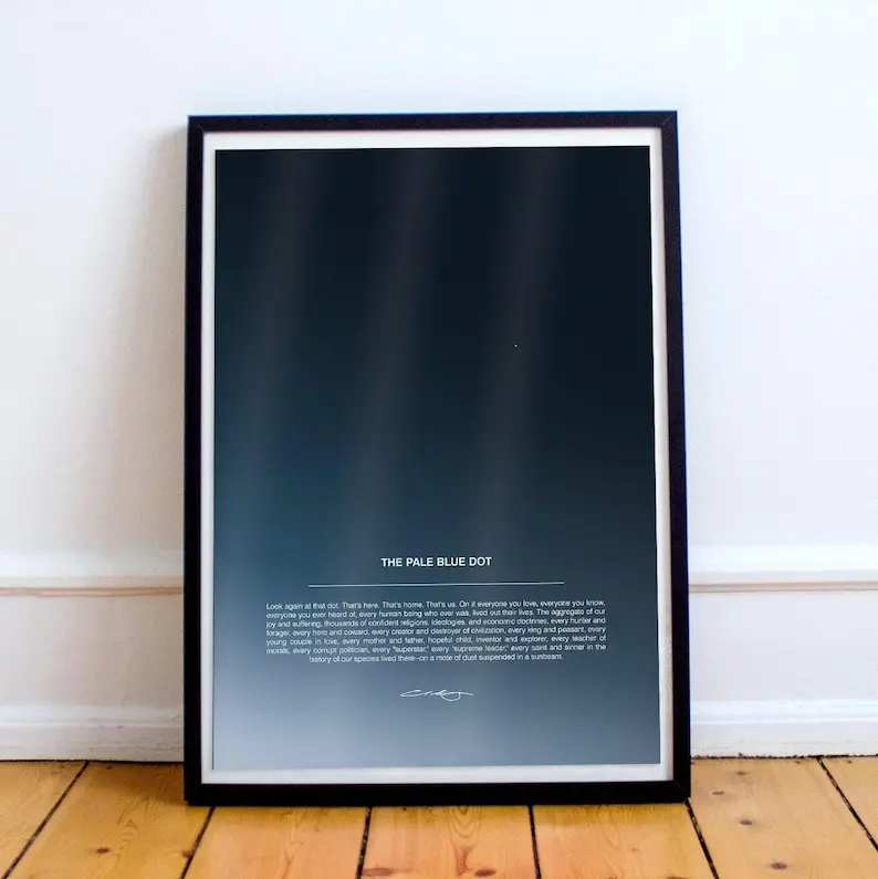 The Pale Blue Dot Print, Carl Sagan Quote, Poster, Print, Inspirational Quote, Earth, Astronomy, Minimalist, Wall Art, Home Decor
