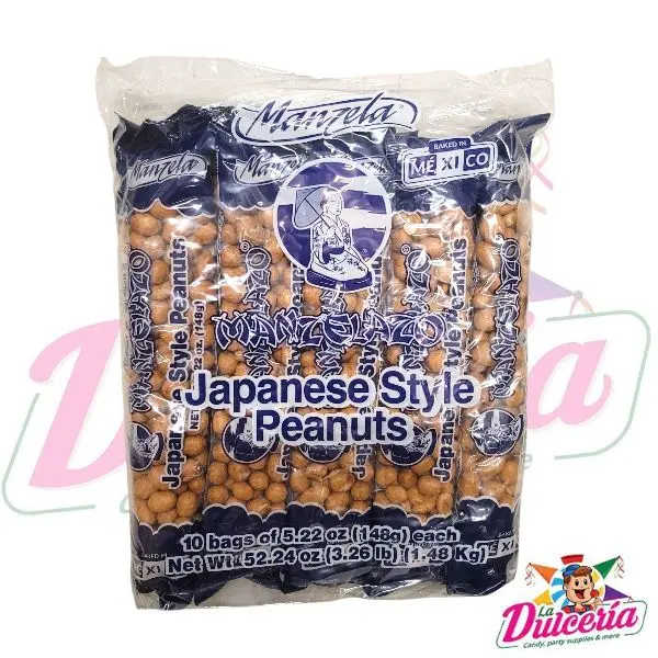 Manzelazo Japanese Style Peanuts Bag of 10 Pieces 148gr - Made in Mexico Snack Food
