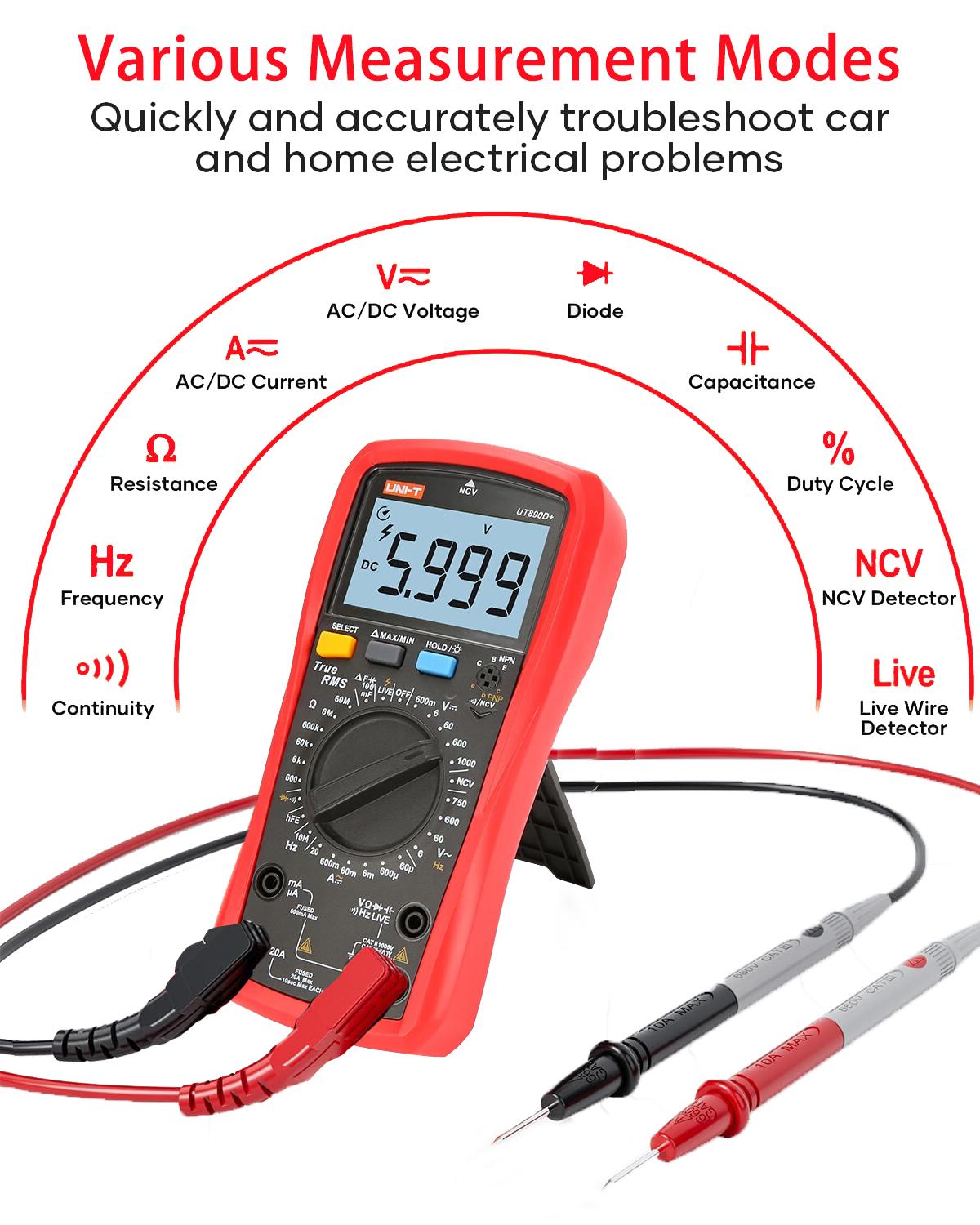 Digital Multimeter TRMS 6000 Counts with NCV Detection, Measures AC/DC Voltage Current Resistance Continuity Diode Transistor Frequency, Live Wire Tester with Sound and Light Alarm for Electrical Diagnostics Digital Multimeter TRMS 6000 Counts with NCV Detection, Measures AC/DC Voltage Current Resistance Continuity Diode Transistor Frequency, Live Wire Tester with Sound and Light Alarm for Electrical Diagnostics