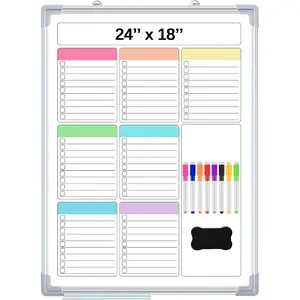 Magnetic to Do List Whiteboard for Wall 24" x 18" Large Weekly Dry Erase Board, Hanging Double-Side White Board Calendar for Planning Drawing Memo Home Kitchen Office(Pleochroic)