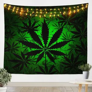 60in x 40in tapestry Erosebridal Cannabis Leaf Tapestry Small  for Kids Teens Girls Adults Room Decor,Glowing Green Black Weed Tapestry for Bedroom Aesthetics,Marijuana Weed Tapestries,Marijuana Leaf Wall Tapestry