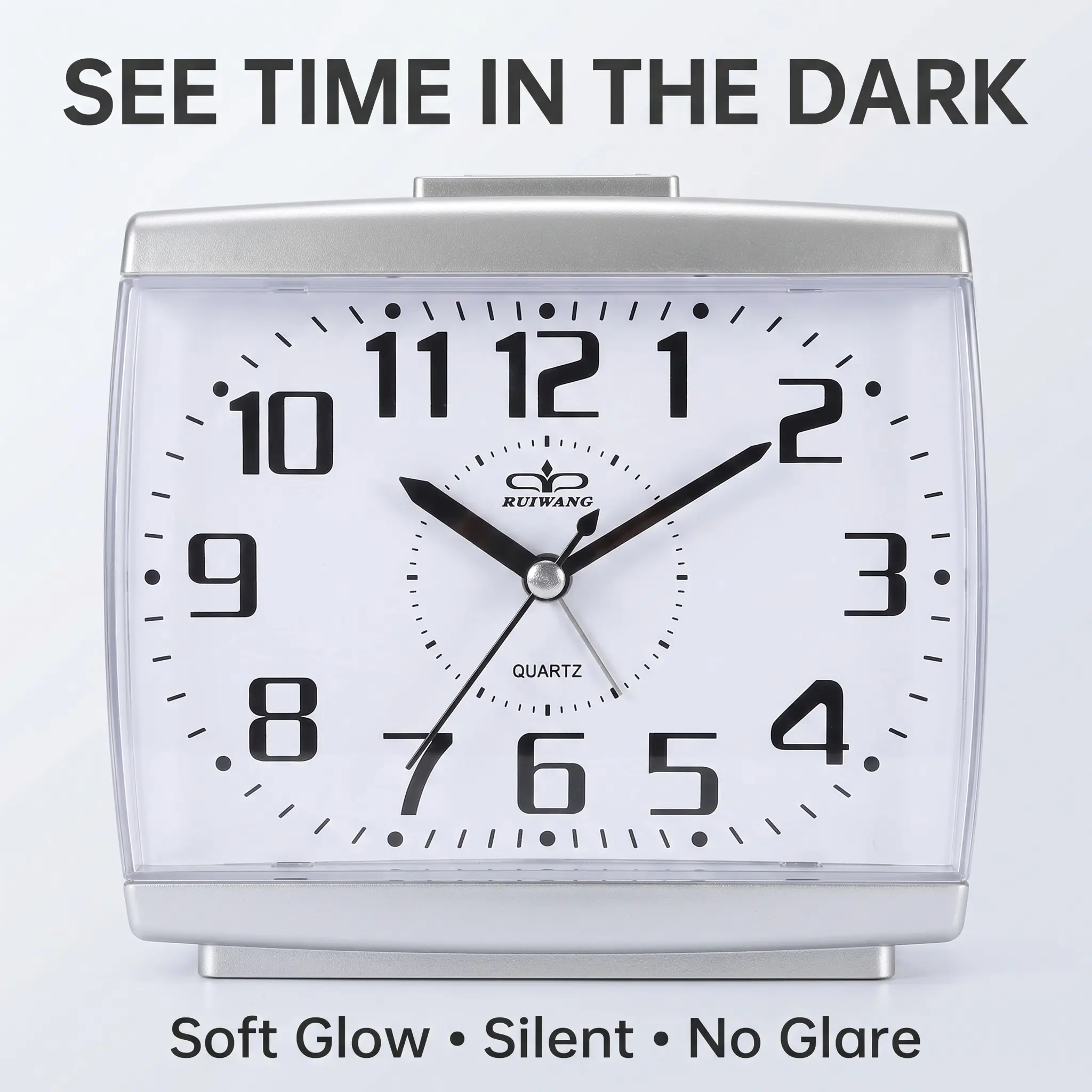 Silent Quartz Alarm Clock, Analog Clock, Night Vision Clear Display, Large Easy-Read Dial, No Tick Sound, Loud Alarm for Sleepers, Bedroom Desk Clock, Table Clock, Battery Alarm Clock, Battery Operated Alarm Clock, Battery Alarm Clocks for Bedrooms