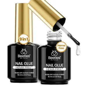 Beetles HEMA-Free Nail Glue Gel for Acrylic Nail Tips & Clear Press On Nails, TPO Free Super Strong U V Nail Glue for Nail Extensions, DIY Long Lasting Nail Gel Kit