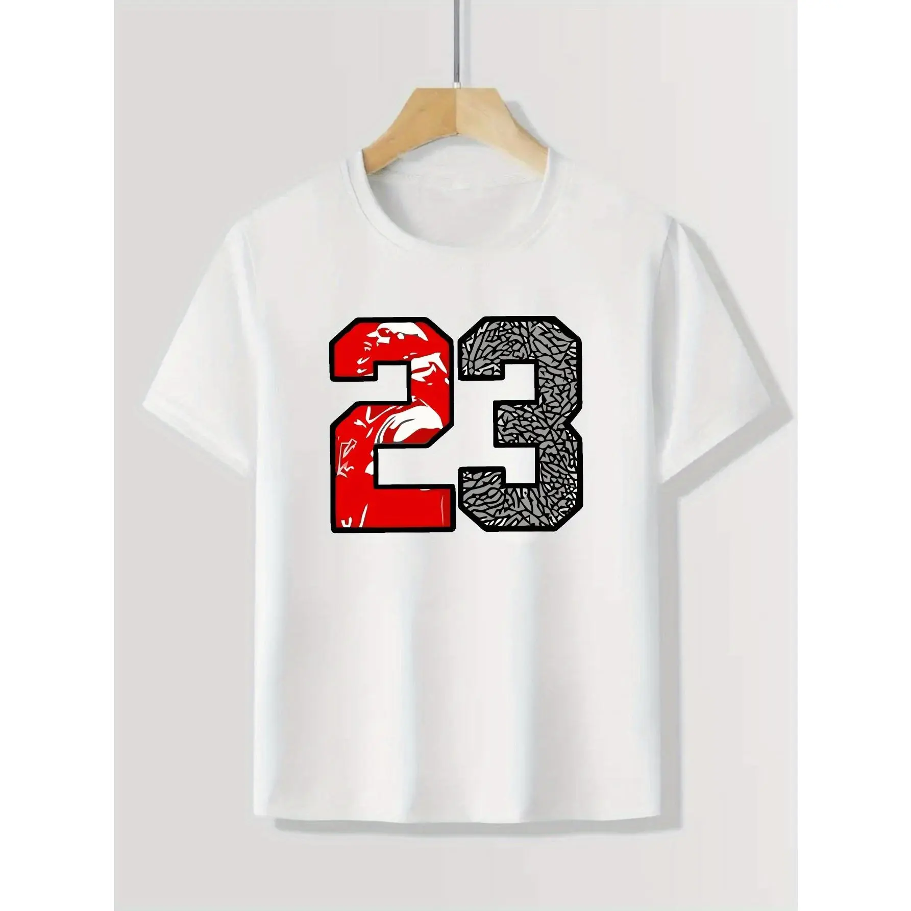 Kids' Graphic Print T-Shirt, Breathable Fitted-Cut Cotton Athletic Top for Outdoor Activities, Graphic Print Shirt