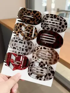 8pcs large flat hair clip, suitable for women's thick/thin hair, love hollow flat claw clip, casual all-match solid color flat hair clip, hair clip firmly set the hair, will not slip off the design of the bun, half tie hair Hair Claws