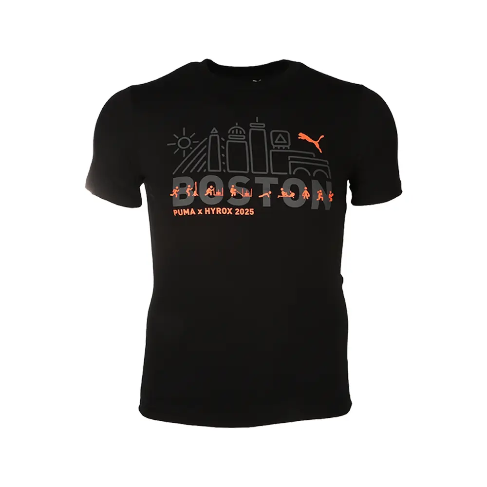 PUMA Mens X Hyrox Logo Boston Crew Neck Short Sleeve Casual Tops Casual - Black
