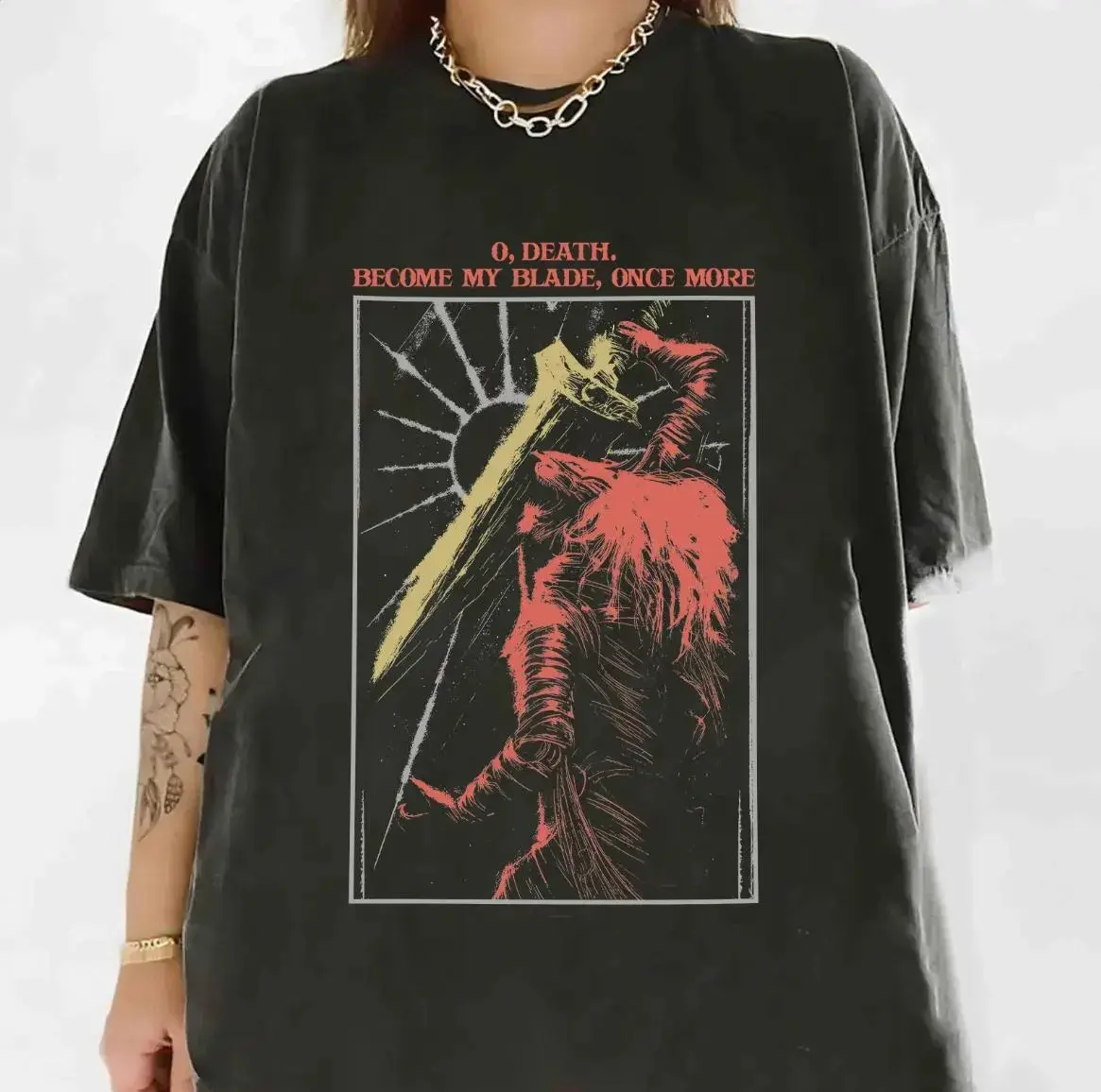 Maliketh The Black Blade Shirt, Maliketh Black Blade T-Shirt Oversized Summer Men's and Women's Loose and Breathable T-shirt Top