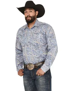 Stetson Men's Paisley Print Long Sleeve Snap Western Shirt - 11-001-0425-4013 Bu