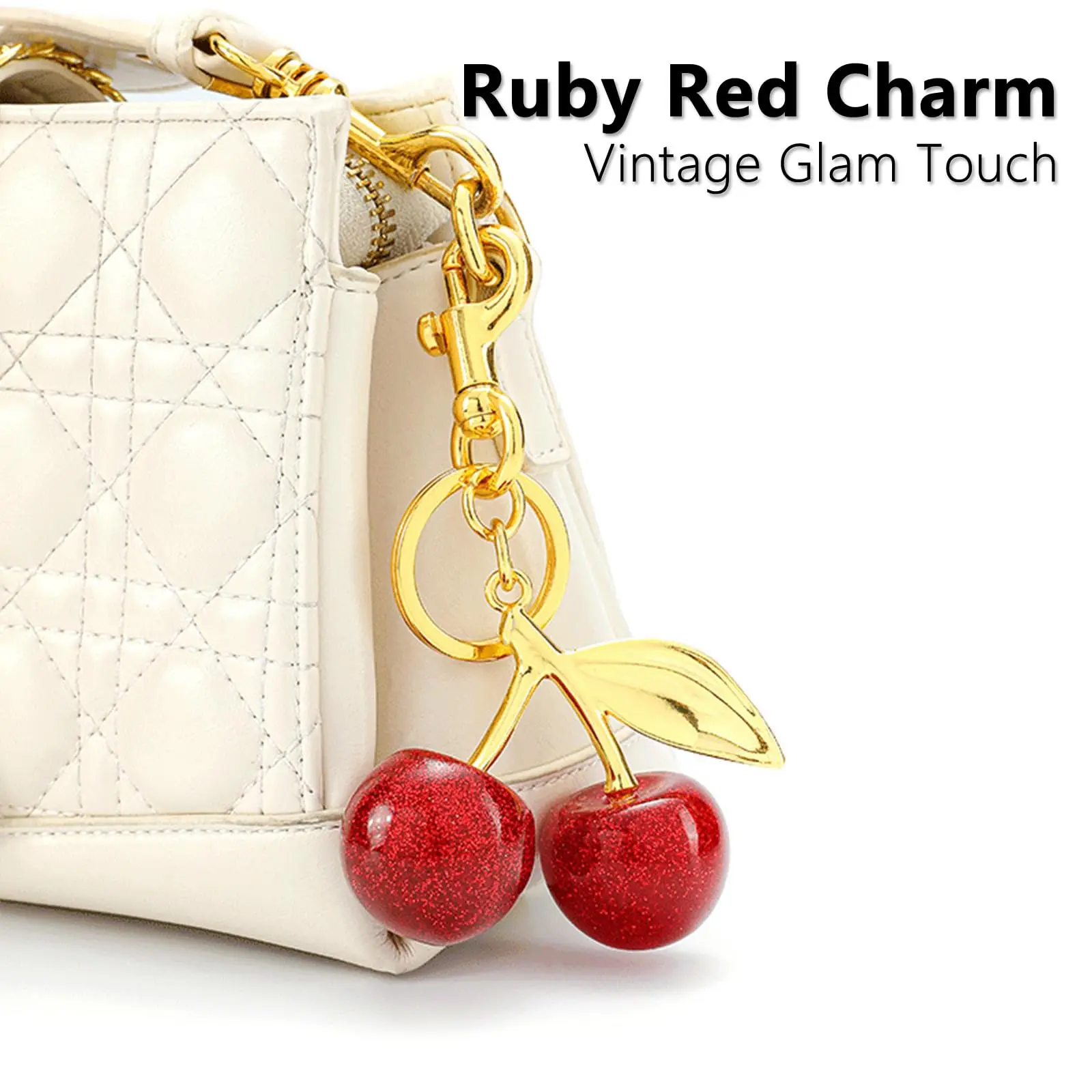 Cherry keychain bag charm, suitable for handbags, cherry accessories, Christmas gifts, multi-functional and fun material gifts.