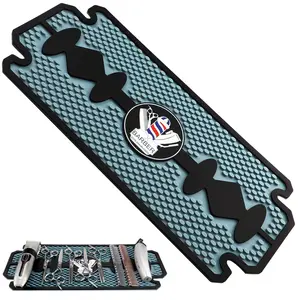 Noverlife Rubber Barber Station Mat, Heat Resistant Anti-Slip Hair Salon Service Mat, Double Edge Countertop Protector Pad for Clippers Salon Tools Blue Haircare curling iron curling iron