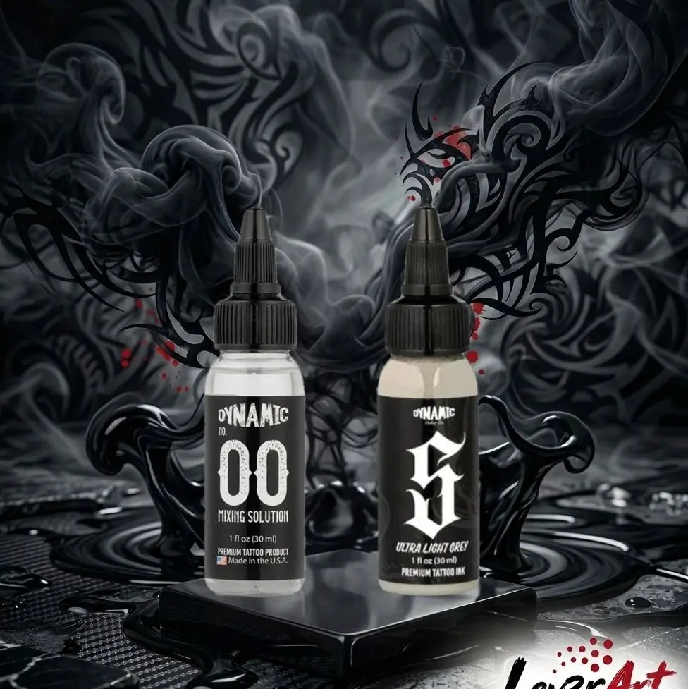 AUTHENTIC DYNAMIC INK 00 MIXING SOLUTION 1oz OR S ULTRA LIGHT GREY 1oz FOR TATTOO ARTISTS VEGAN / LONGLASTING/ - MAKE YOUR CHOICE