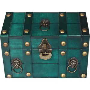 Wooden Treasure Chest,  Storage Box with Lock, Classical Storage and Decorative Box, Large Capacity  Decorative Box,  Storing Storage Organizer for  Decoration,Green