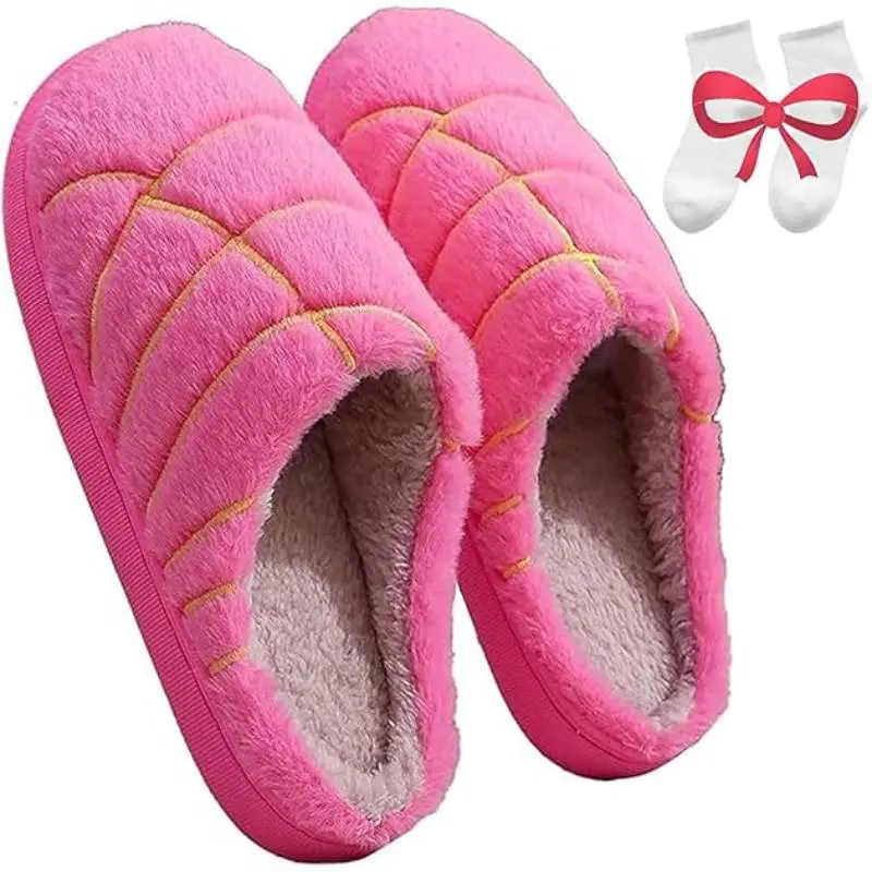 SANPON Women's Cozy Concha Design Slip-On House Slippers - Plush Upper, Memory Foam, Quilted, Soft Warm, TPR Anti-Slip Outsole, Round Toe, Ankle Boot Height, Ideal for Indoor Wear, Mother’s Day Gifting, Slippers For Women, Valentine’s Day