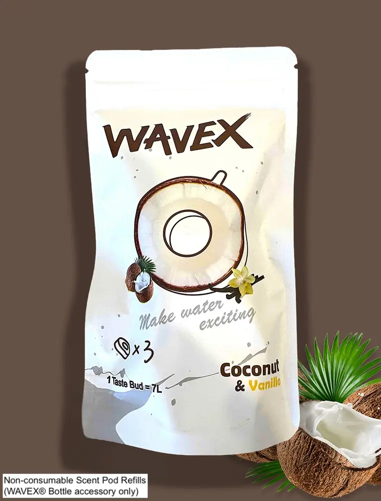 WAVEX® Coconut Vanilla Aroma Scent Pods — Non-Consumable Water Bottle Accessory (Refills for WAVEX® Bottles)