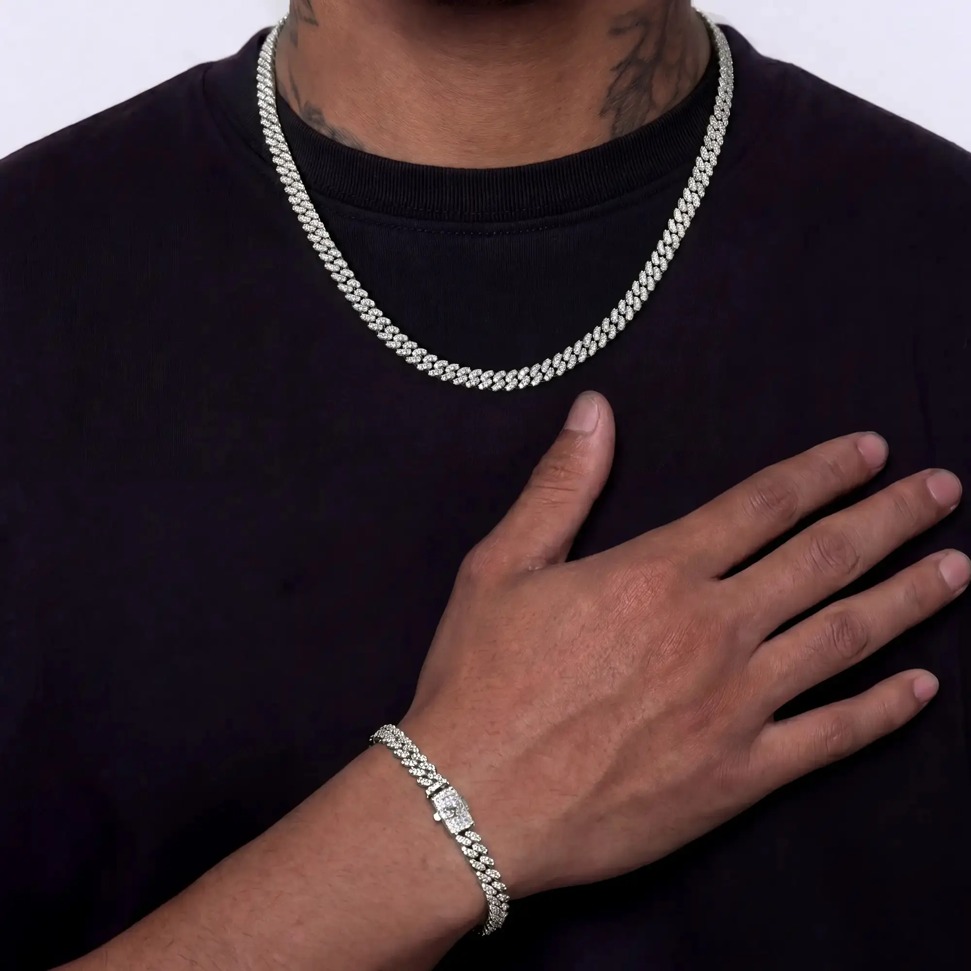 APORRO Round Cut Cuban Chain & Bracelet Set - 6mm | 14K Gold Plating 16-22" Lengths - Perfect Gift