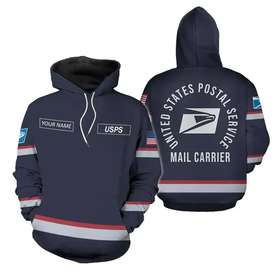 Customizable 3D Mail Carrier Hoodie - Unisex Black & White Activewear for Personalization - Gift for Postal Workers
