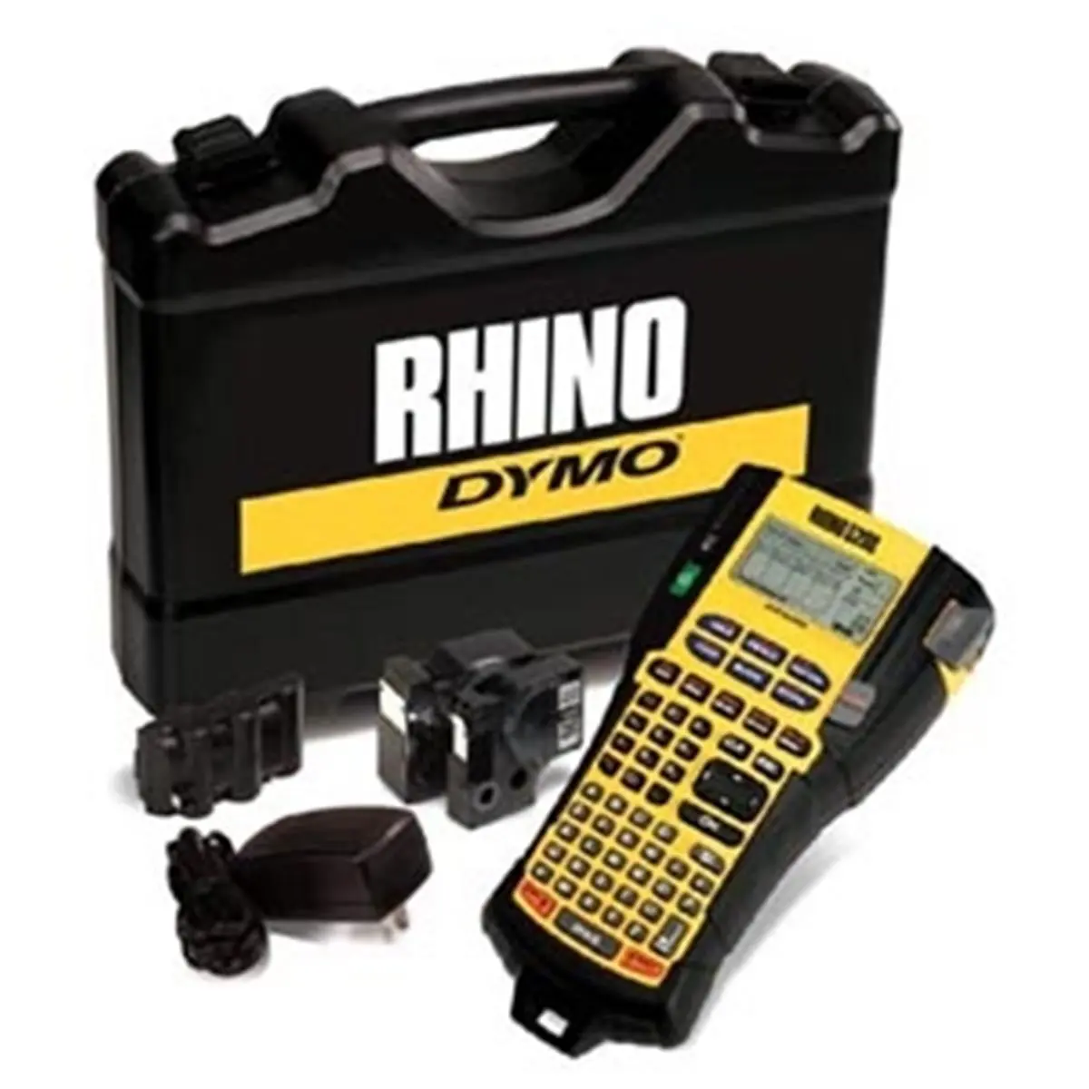 212 MAIN Rhino 5200 Portable Thermal Label Maker Printer with Hard Case, Rechargeable Batteries, AC Adapter, Barcode Support, Hot Keys, Nylon Tape Compatibility, 2-Line Printing, Labels Included, Portable Label Maker, Thermal Printer