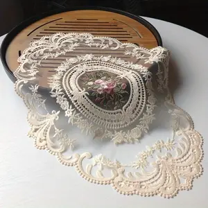 Handmade Crochet Round Tablecloth - Vintage Home and Living Room Decoration with Hollow-out Design