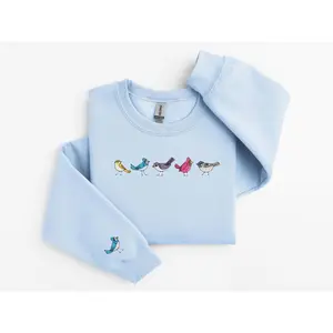 Embroidered Bird Sweatshirt, Bird Icons,, Bird Lover Sweatshirt, Birding Sweater, Bird Nerd Hoodie, Birdwatching Shirt, Bird