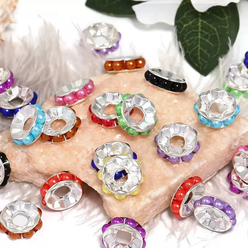 [ManN2]Rhinestone Crystal Large Hole Beads Bulk, Mixed Styles Focal Spacer Beads For DIY Bracelet, Beadable Pen, Handmade Jewelry Making Supplies