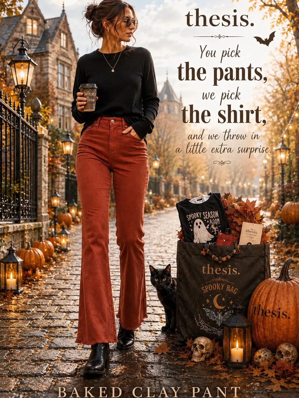 Thesis. Spooky Bag- Pants+ Boutique Tee+ Free Gift Cute Fabric