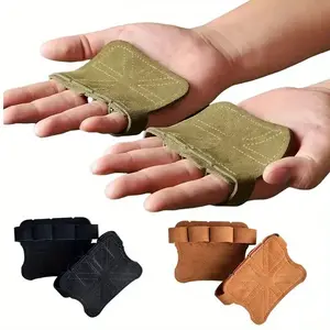 Weightlifting Gloves - Leather Palm, Non-Slip Grip, Durable Fingerless Design, Perfect for Gym Training & Sports, Enhanced Traction Workout Accessories Yoga Strap