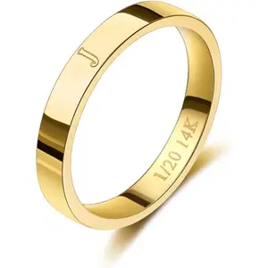 Gold Initial Ring for Women Non Tarnish Dainty 14K Gold Filled Ring Stackable Personalized Letter Stacking Thumb Pinky Rings for Mom Wedding Bands Engagement Birthday Gifts Jewelry Size 6-10