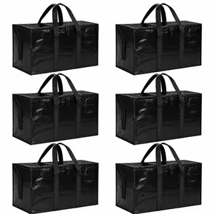 6 Pack Extra Heavy Duty Moving Bags with Strong Zippers & Reinforced Handles, Large Durable Clothes Storage Totes for Moving, Travel, Dorm Essentials, Packing, Laundry & Space-Saving Home Organization