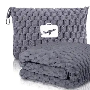 2 in 1 Travel Blanket with Pillow, 1 Count Portable Foldable Shawl with Storage Bag, Versatile Foldable Shawl for Office, Sofa, Airplane and Car